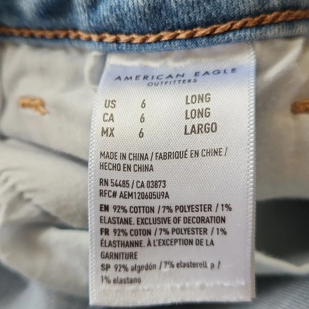 American Eagle Super Stretch Skinny Jeans 6 Long Blue Light Wash - Picture 3 of 3